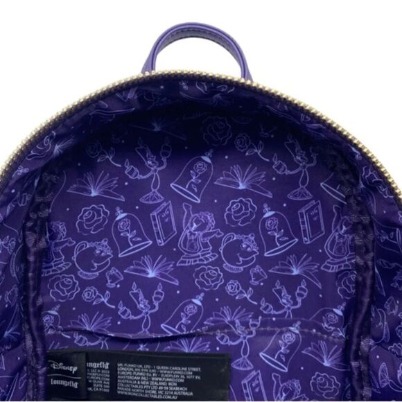 🥀🌹Loungefly Beauty and the beast Triple Pocket Exclusive Mini Backpack - Picture 4 of 6